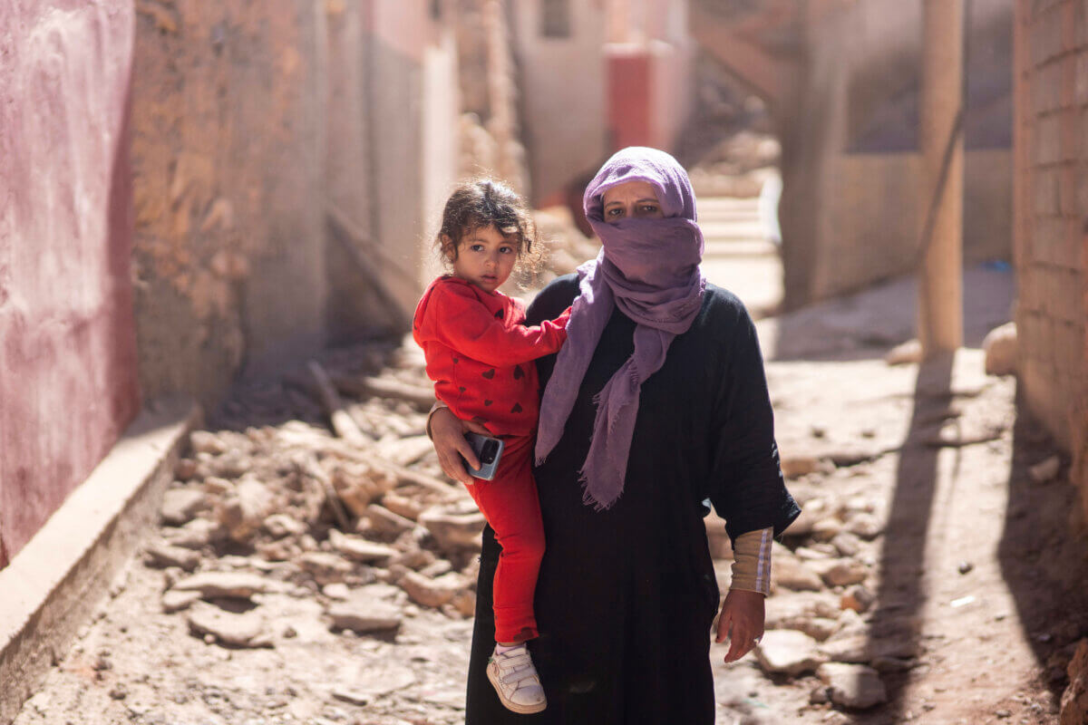 Mother and child after Morocco earthquake