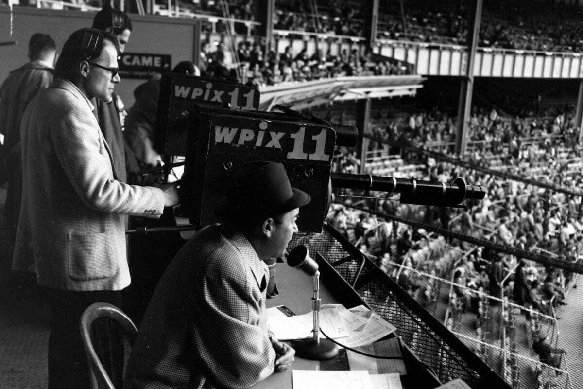 Mel Allen at old Yankee Stadium calling baseball on AM radio