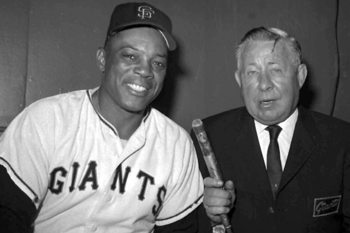Willie Mays and Russ Hodges of baseball on AM radio