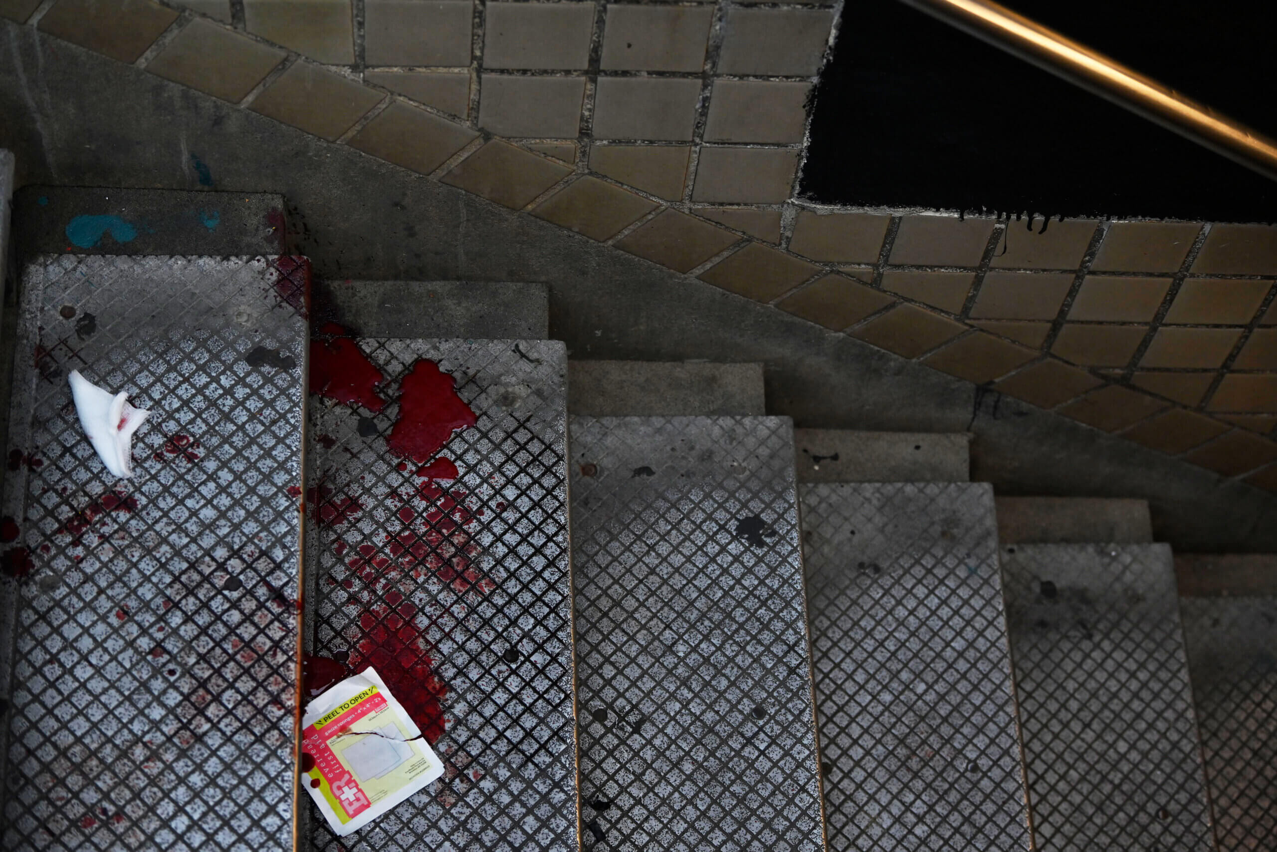 Three teens shot outside Brooklyn subway station: cops 5 Blood at the scene