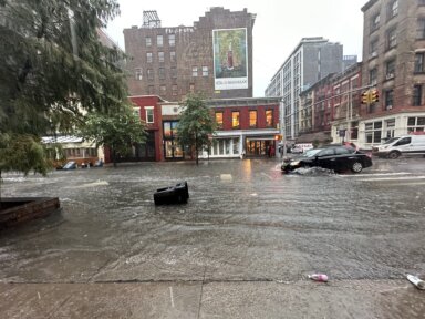 Flooded street in Manhattan