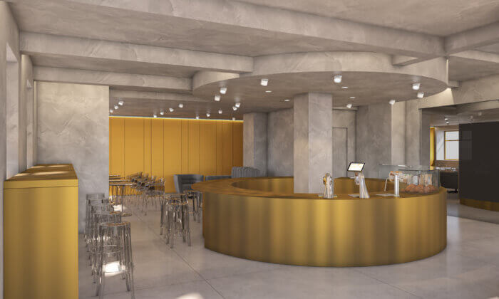 A rendering of the inside of CINICO Coffee Company
