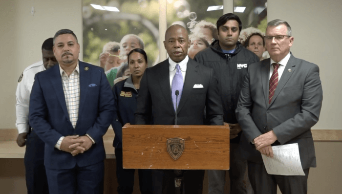 Mayor Eric Adams and NYPD officials speak about Bronx fentanyl exposure that left infant dead