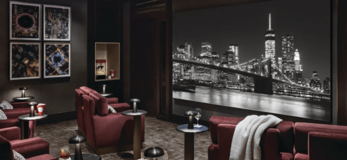 The private cinema at Coterie Hudson Yards. 
