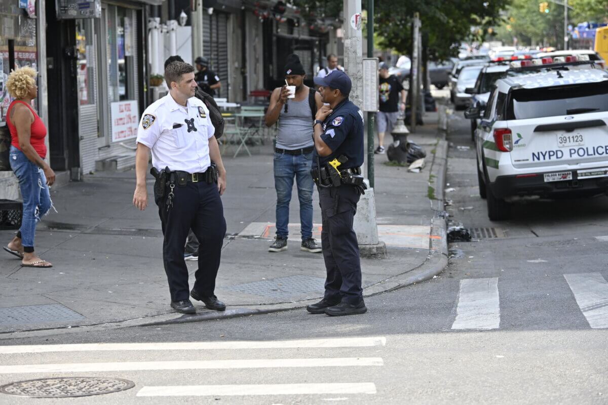 Officers at Brooklyn shooting scene