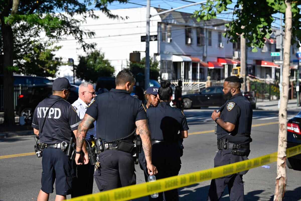 Officers meet at Coney Island stabbing scene