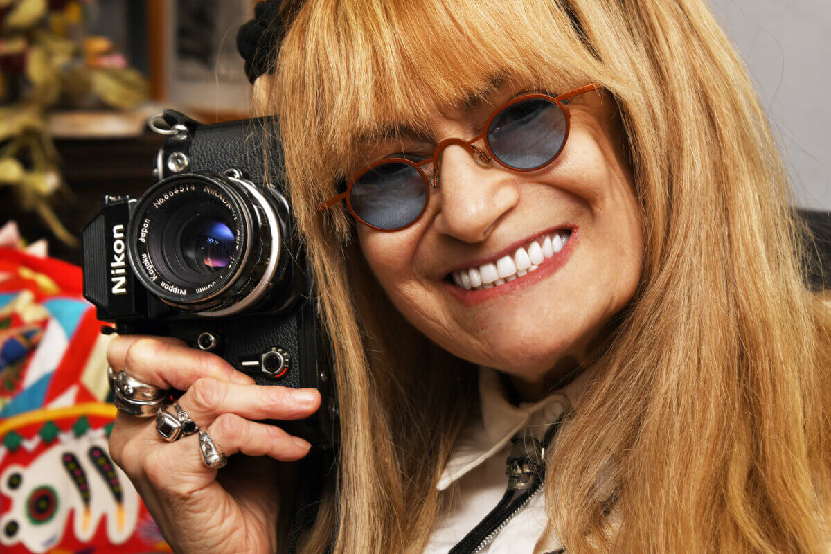 Marcia Resnick, West Village photographer, with camera in hand