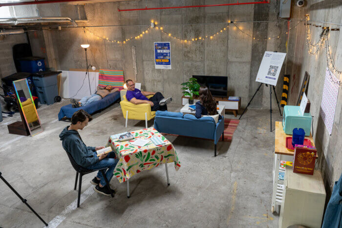 Brooklyn pop-up housing unit in parking garage