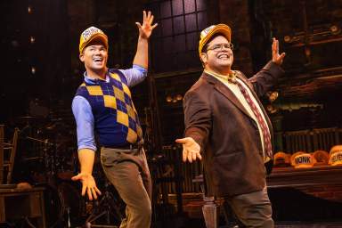Gutenberg! The Musical cast Andrew Rannells and Josh Gad