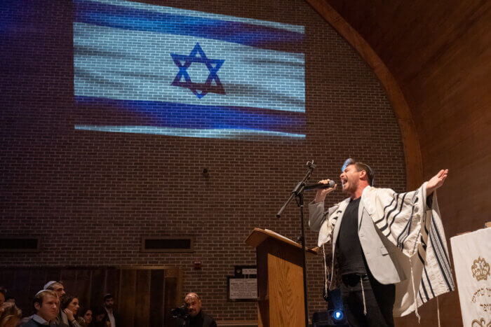 Cantor sings during service for Israel at Tribeca Synagogue