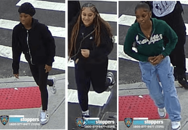The police are looking for three suspects, pictured, who allegedly attacked a 13-year-old girl in the Bronx Monday