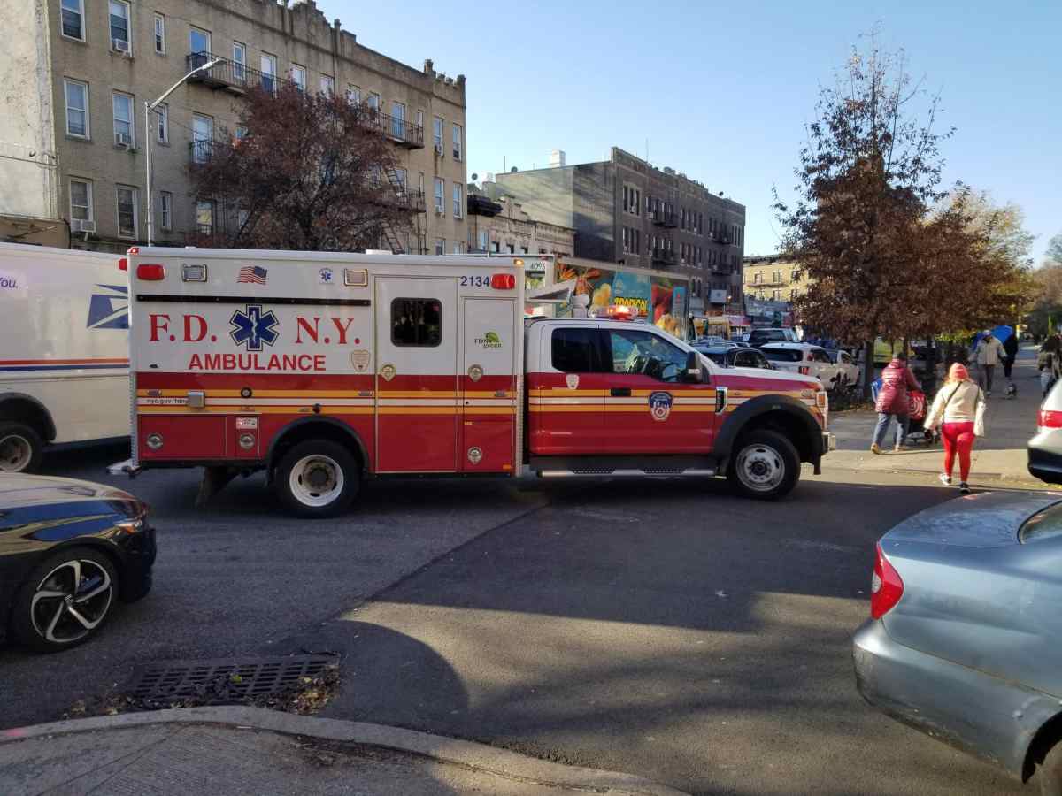 An FDNY EMS ambulance on Parkside Avenue in Brooklyn.