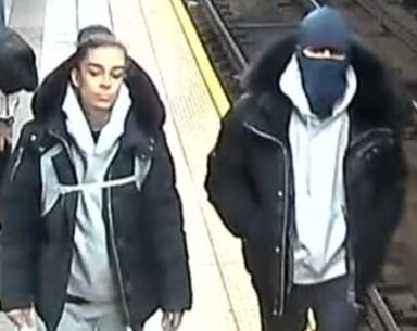 The pair of suspects slashed the teenage victim at the Port Authority Bus Terminal on Sunday.