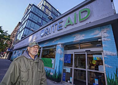 Shopper Raul Irizarry standing outside Rite Aid at 81 1st Ave.