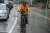 Delivery worker on e-bike