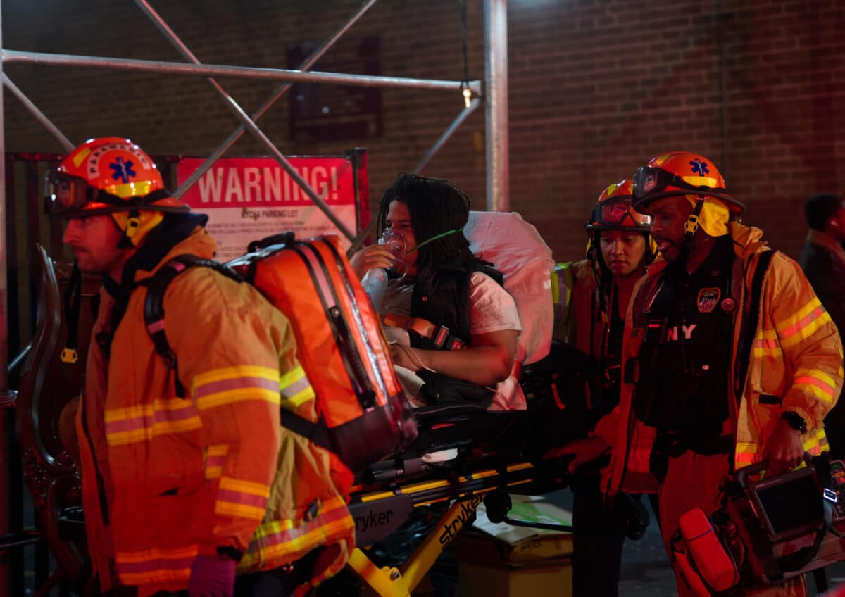 Paramedics transported six civilians and a firefighter to Kings County Hospital, Brookdale Hospital and Nassau County Medical Center after an apartment fire in a NYCHA complex at 390 Georgia Avenue.