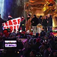 Pro-Palestine protesters at Rockefeller tree lighting