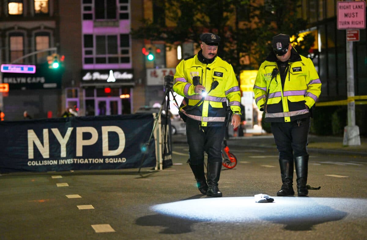 The NYPD Collision Investigation Squad process a fatal hit and run that left a 79 year old woman dead at Herkimer Street and New York Avenue