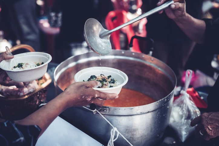 Donating food to fellow human beings is a concept of sharing.