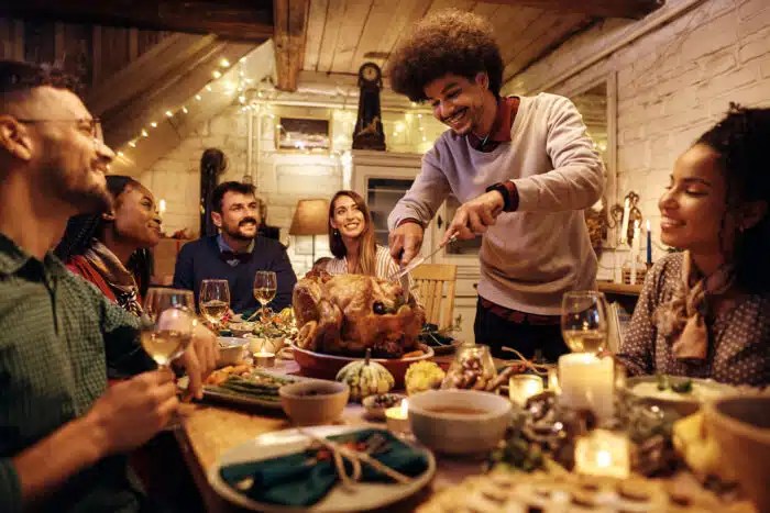 A group of friends celebrating friendsgiving