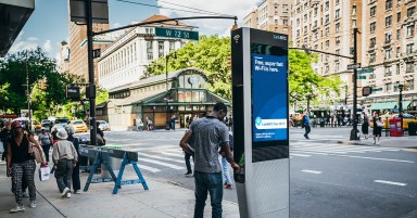 A LinkNYC kiosk in Manhattan.