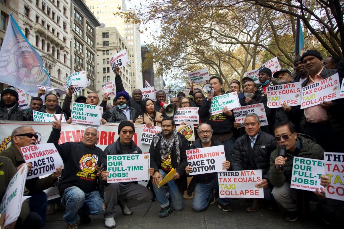 NYC taxi drivers rally against ride-share cap lift