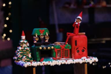 Henderson Gonzalez and Oralia Perez’s round one creation is displayed, as seen on "The Elf on the Shelf: Sweet Showdown."