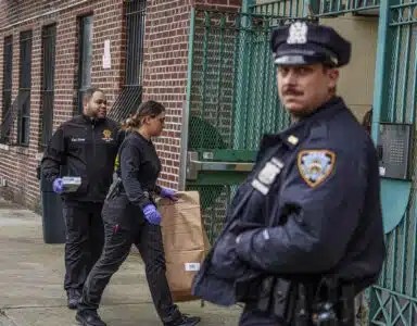 Bronx police at murder scene