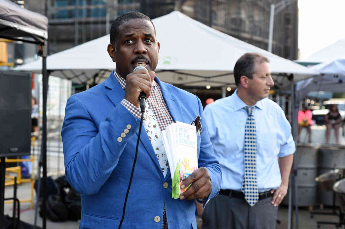 State Sen. Kevin Parker at a National Night Out event in Brooklyn in 2019.