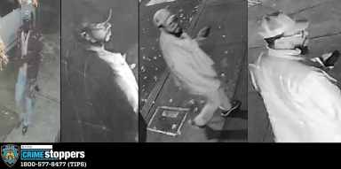 Police are searching for the arsonist who set fire to a pair of window tarps depicting the Star of David in a hate crime.