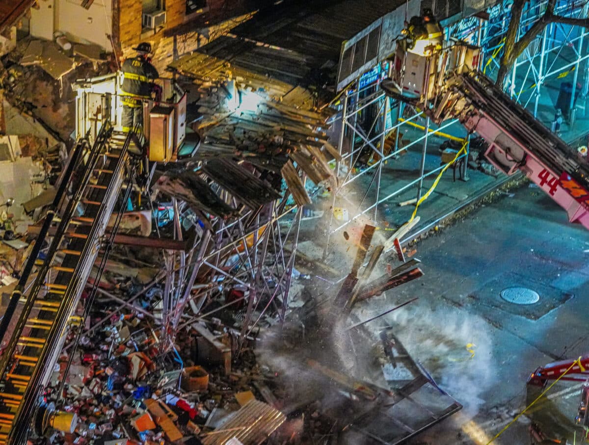 Scaffold falls at Bronx building collapse site