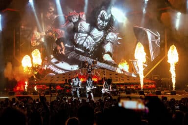 Kiss performs on stage