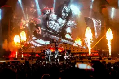 Kiss performs on stage