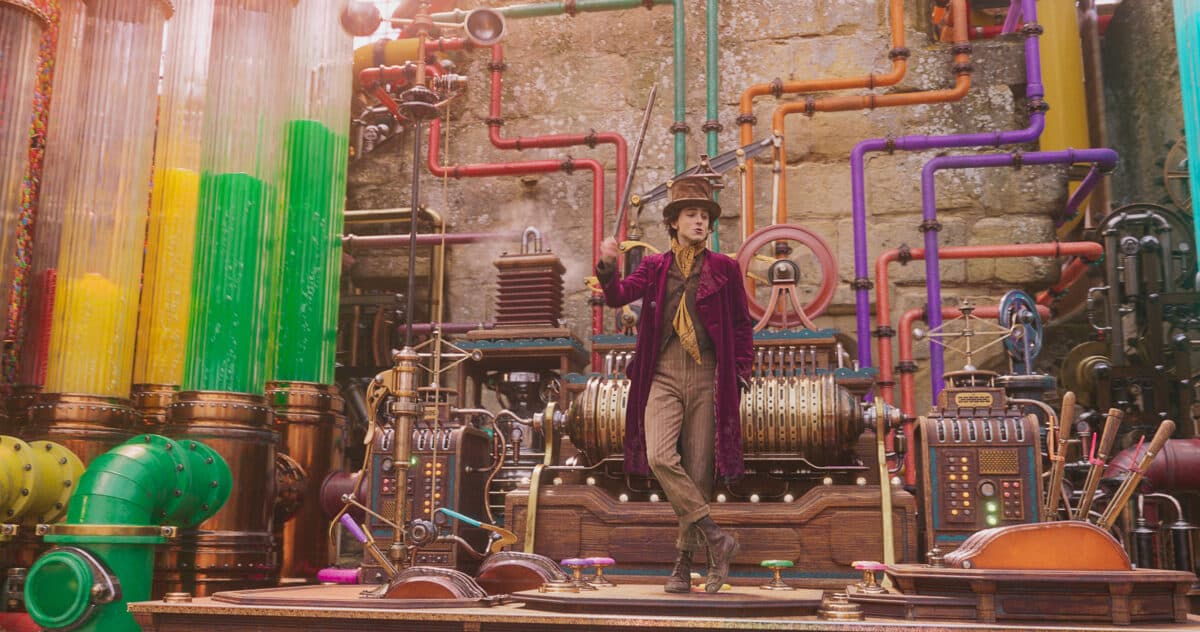 This image released by Warner Bros. Pictures shows Timothee Chalamet in a scene from "Wonka."