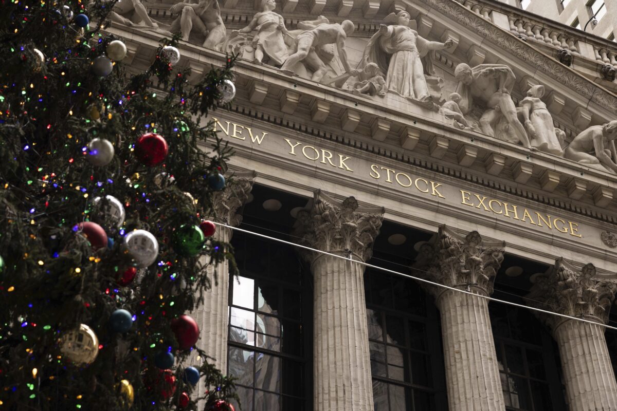 New York Stock Exchange on day of Dow Jones record high