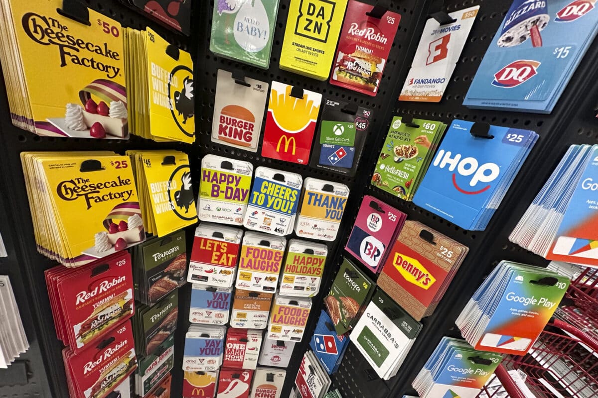 Display of gift cards at a Target in New York