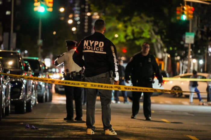 Police at scene, Brooklyn stabbing
