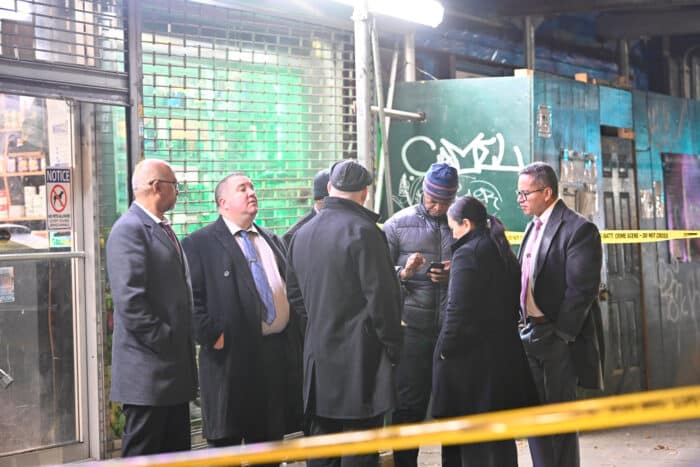 Brooklyn North Homicide Detectives investigate the fatal shooting on Macon Street on Dec. 5.