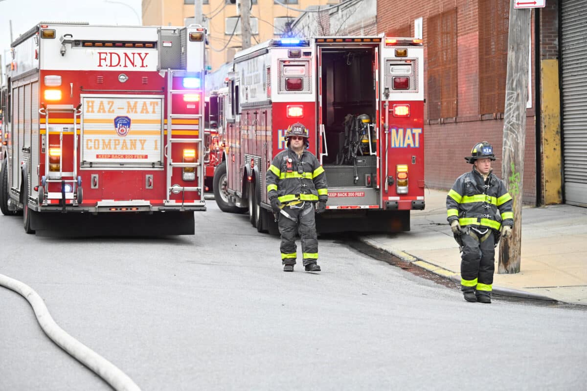 Hazmat units at Brooklyn fire scene