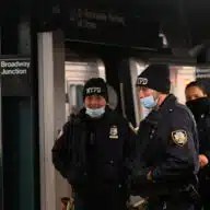 Police on subway platform in Brooklyn
