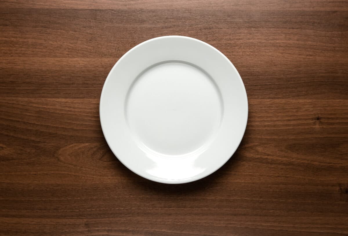 White empty plate at the table