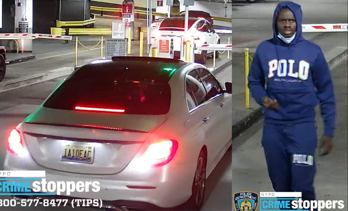 The suspect (right) stole around $7,000 worth of goods from a man’s car in Brooklyn on Dec. 26.