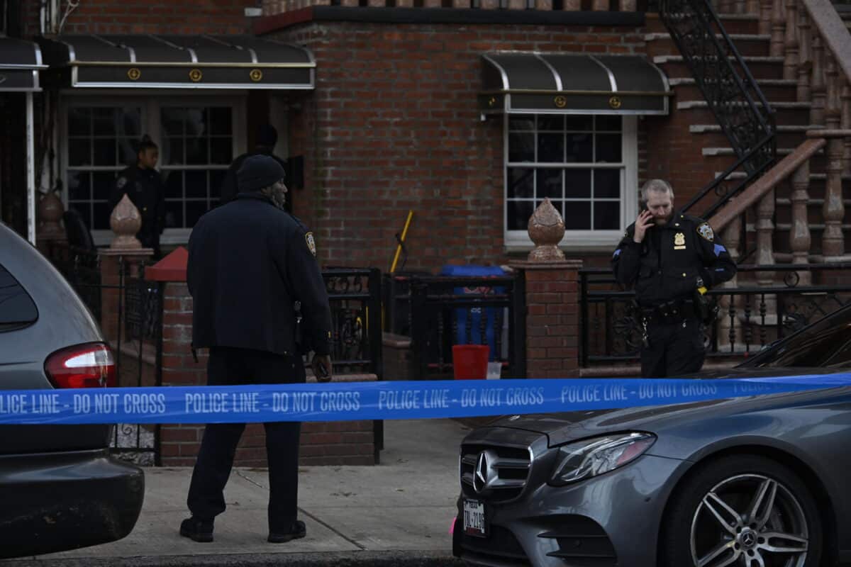 Police at Brooklyn shooting scene roped off with tape