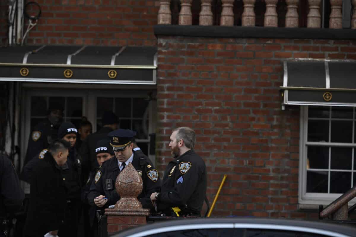 Police officers at Brooklyn shooting scene