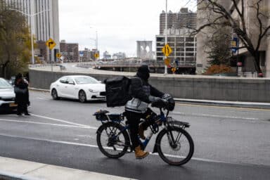 E-bike passing Manhattan