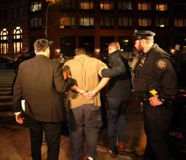 NYPD officers make an arrest