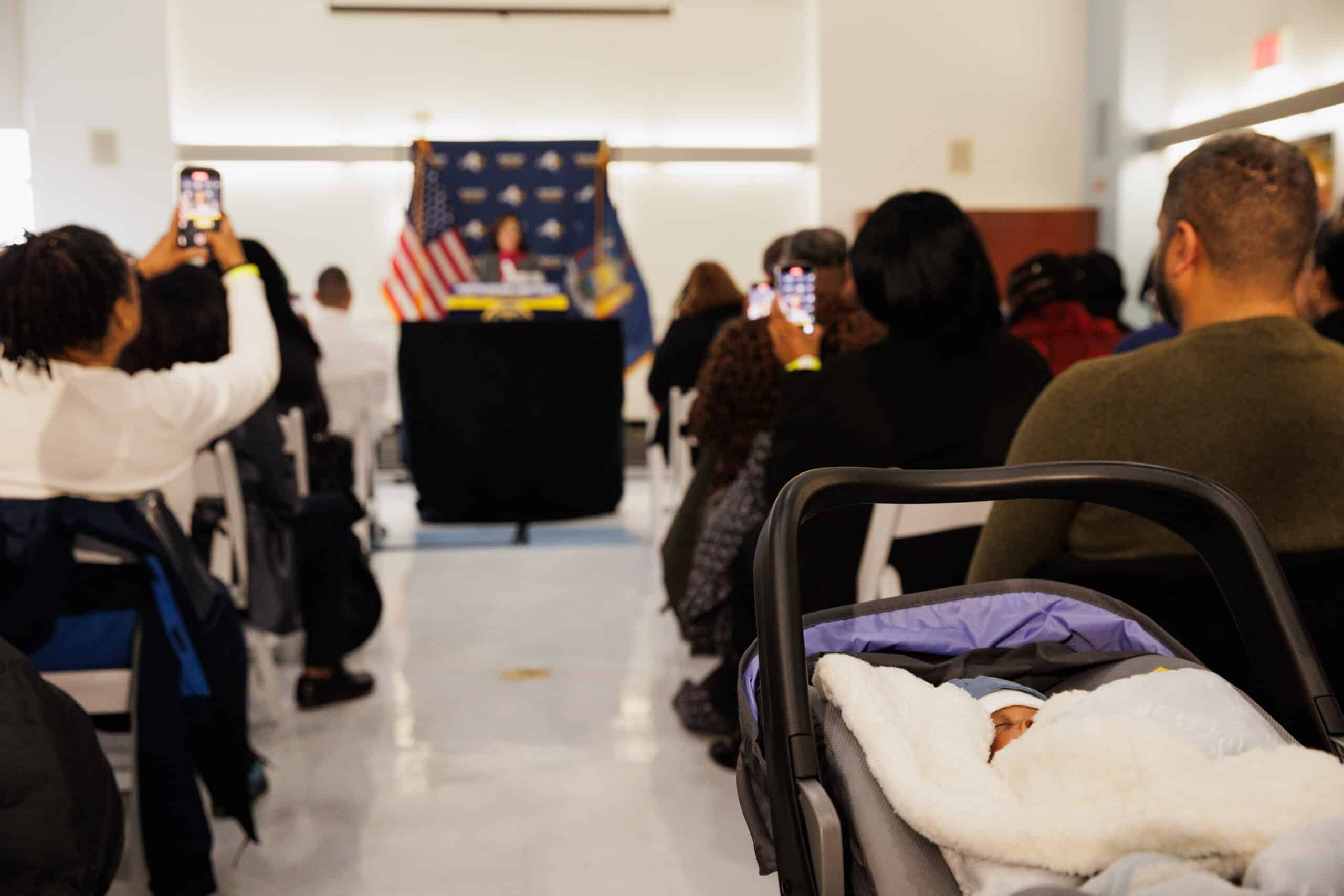 Gov. Hochul could make NY first state to offer paid family leave to pregnant individuals 5 Gov. Kathy Hochul rolls out suite of policies to combat infant and maternal mortality at a news conference at Wyckoff Heights Medical Center in Bushwick, Brooklyn