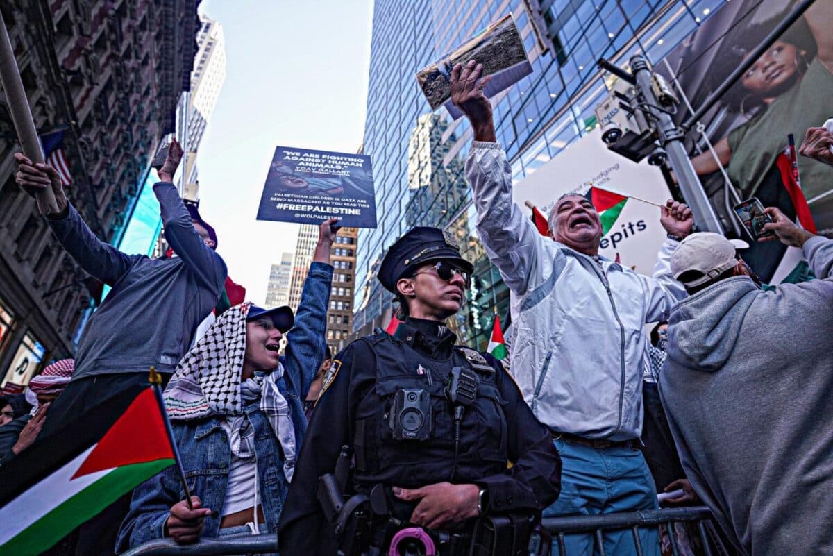Pro-Palestine protesters in Manhattan