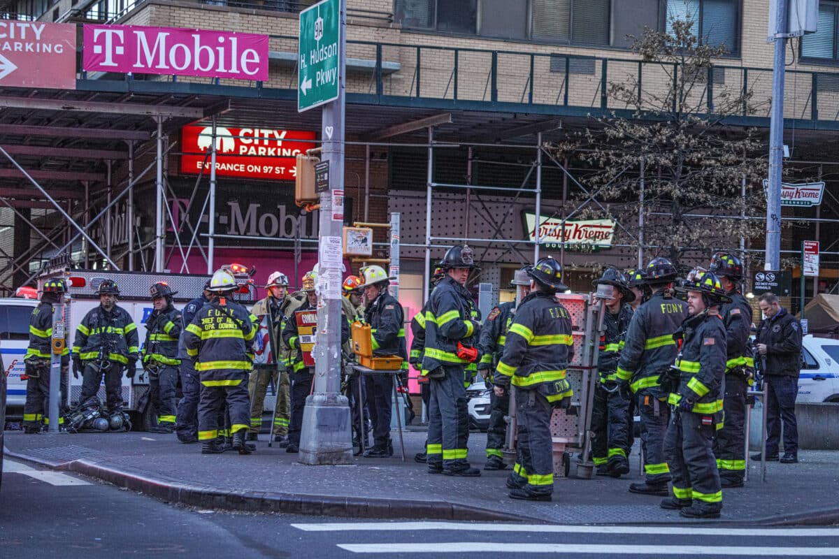 Firefighters at scene where subway derailed