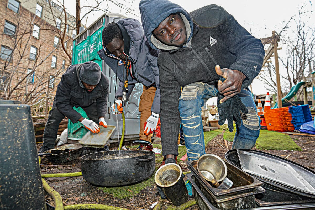 Migrants help at Brooklyn community garden on MLK Day weekend